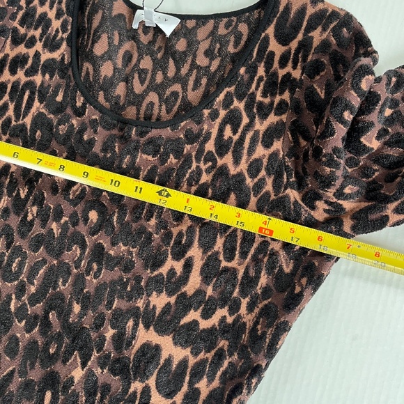 Milly Sz L Textured Cheetah Flare Midi Dress Stretch Brown Black Pullover - Picture 5 of 8